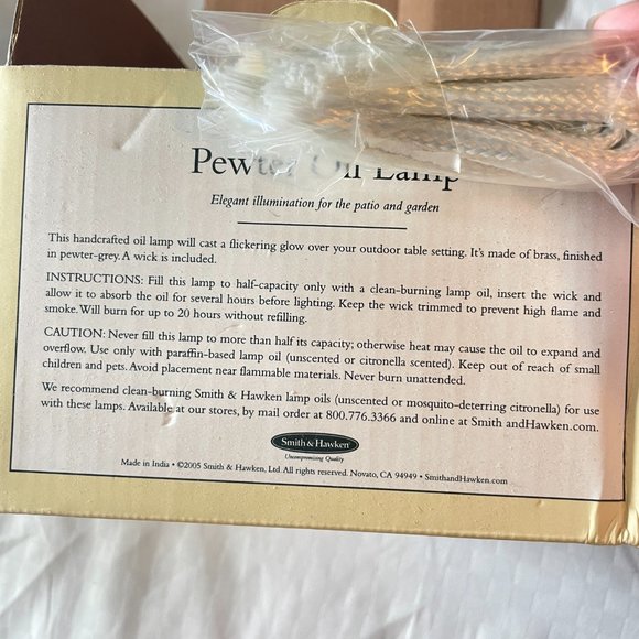 NEW! Smith & Hawken Pewter Oil Lamp - Picture 2 of 5